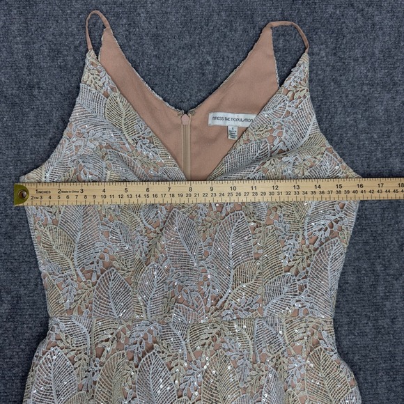 Dress The Population Aurora Dress Women S Gold Silver Lace Sequin Bridal Wedding - Picture 9 of 11